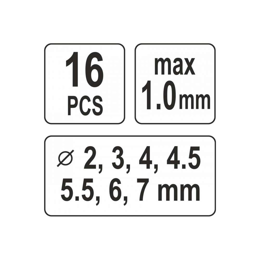 Кліщі для проколювання отворів YATO в листовому металі ≤ 1 мм 14 насадок Ø=2-7 мм 16 шт + кейс - фото 3 Кліщі для проколювання отворів YATO в листовому металі ≤ 1 мм 14 насадок Ø=2-7 мм 16 шт + кейс - фото 3