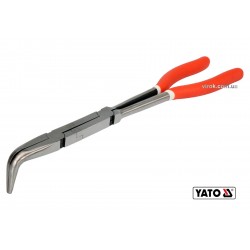 Щипці вигнуті під 90° подовжені з 2 шарнірами YATO 330 мм HRC 50 Cr-V Щипці вигнуті під 90° подовжені з 2 шарнірами YATO 330 мм HRC 50 Cr-V