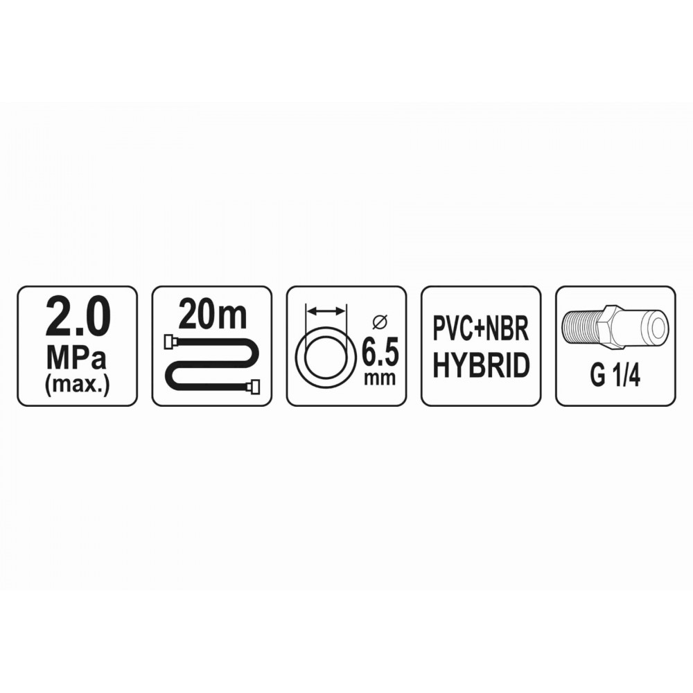 Шланг пневматичний гібридний YATO 6.5 мм x 20 м 1/4" - фото 2 Шланг пневматичний гібридний YATO 6.5 мм x 20 м 1/4" - фото 2
