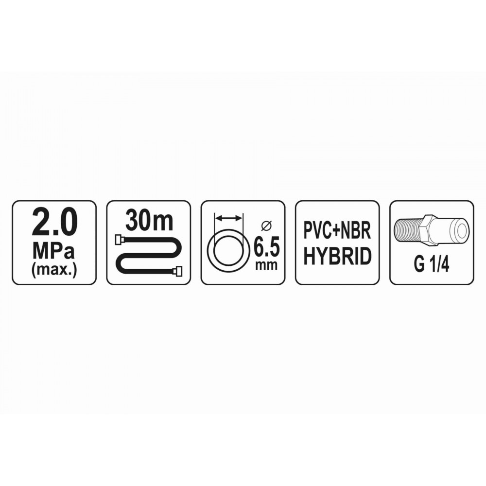 Шланг пневматичний гібридний YATO 6.5 мм x 30 м 1/4" - фото 2 Шланг пневматичний гібридний YATO 6.5 мм x 30 м 1/4" - фото 2