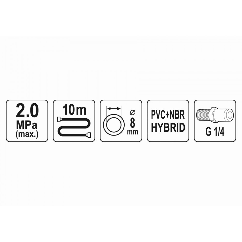 Шланг пневматичний гібридний YATO 8 мм x 10 м 1/4" - фото 2 Шланг пневматичний гібридний YATO 8 мм x 10 м 1/4" - фото 2