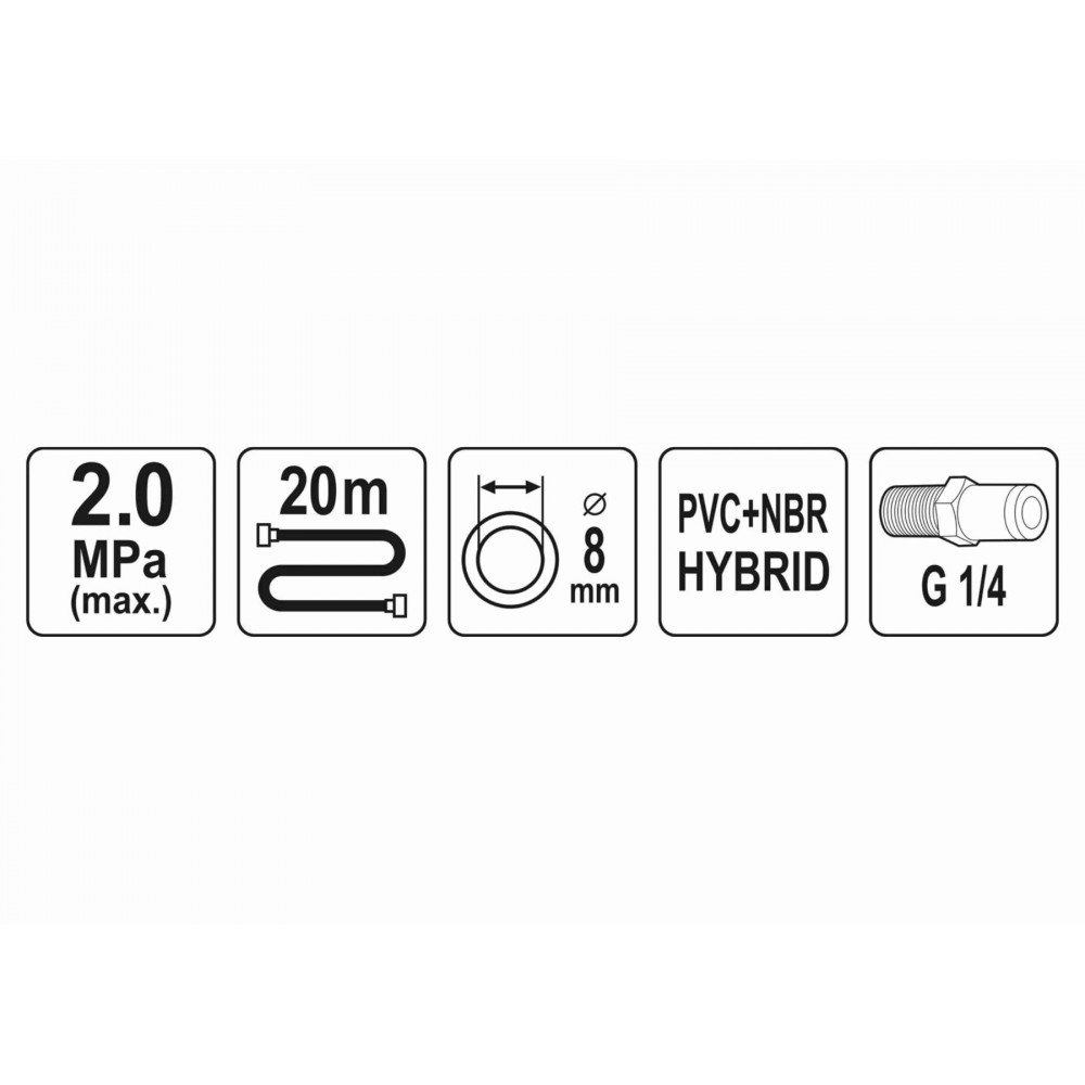 Шланг пневматичний гібридний YATO 8 мм x 20 м 1/4" - фото 2 Шланг пневматичний гібридний YATO 8 мм x 20 м 1/4" - фото 2
