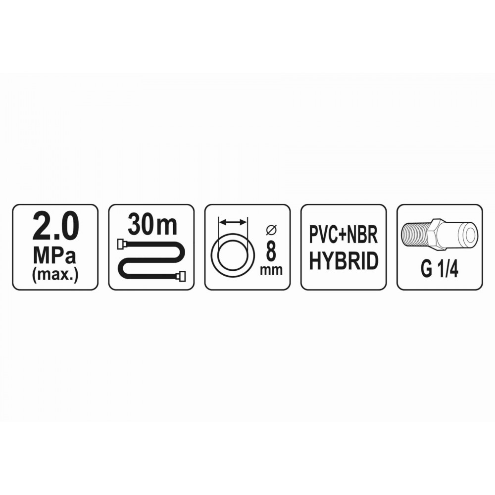 Шланг пневматичний гібридний YATO 8 мм x 30 м 1/4" - фото 2 Шланг пневматичний гібридний YATO 8 мм x 30 м 1/4" - фото 2