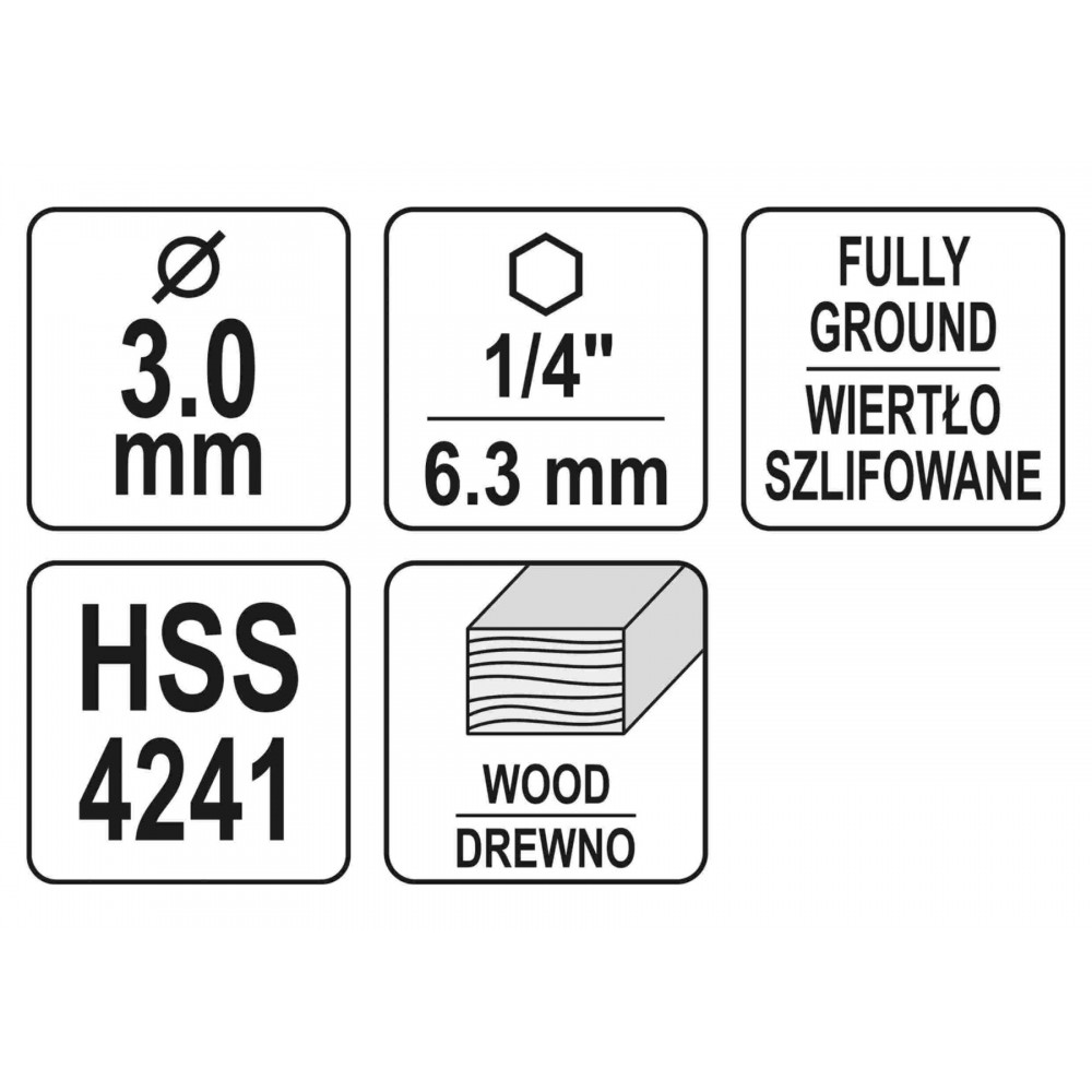 Свердло по дереву YATO Ø3 x 65/35 мм HEX 1/4" HSS 4241 - фото 6 Свердло по дереву YATO Ø3 x 65/35 мм HEX 1/4" HSS 4241 - фото 6