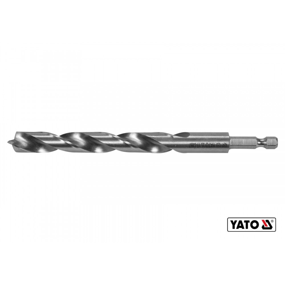 Свердло по дереву спіральне YATO Ø12 x 100/60 мм HEX 1/4" HSS 4241 - фото 1 Свердло по дереву спіральне YATO Ø12 x 100/60 мм HEX 1/4" HSS 4241 - фото 1