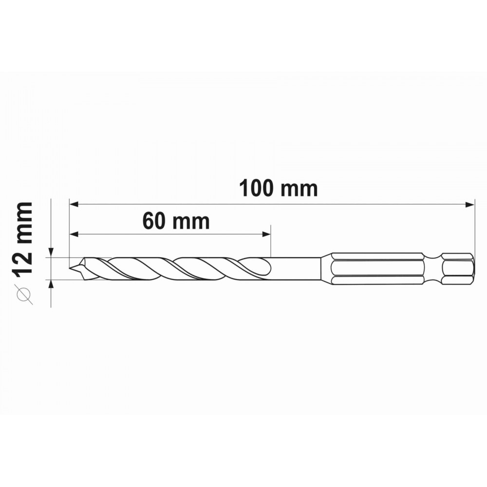 Свердло по дереву спіральне YATO Ø12 x 100/60 мм HEX 1/4" HSS 4241 - фото 4 Свердло по дереву спіральне YATO Ø12 x 100/60 мм HEX 1/4" HSS 4241 - фото 4