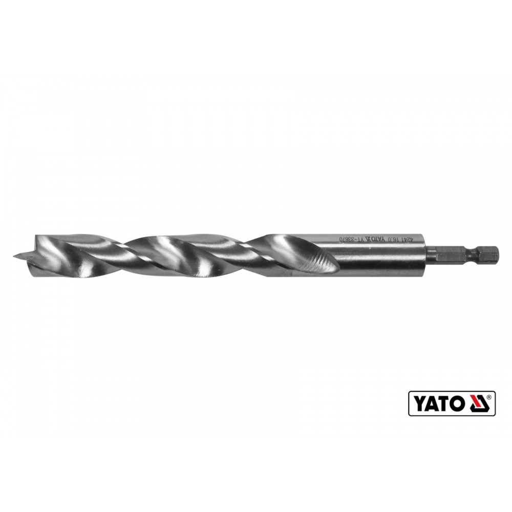 Свердло по дереву спіральне YATO Ø16 x 100/60 мм HEX 1/4" HSS 4241 - фото 1 Свердло по дереву спіральне YATO Ø16 x 100/60 мм HEX 1/4" HSS 4241 - фото 1