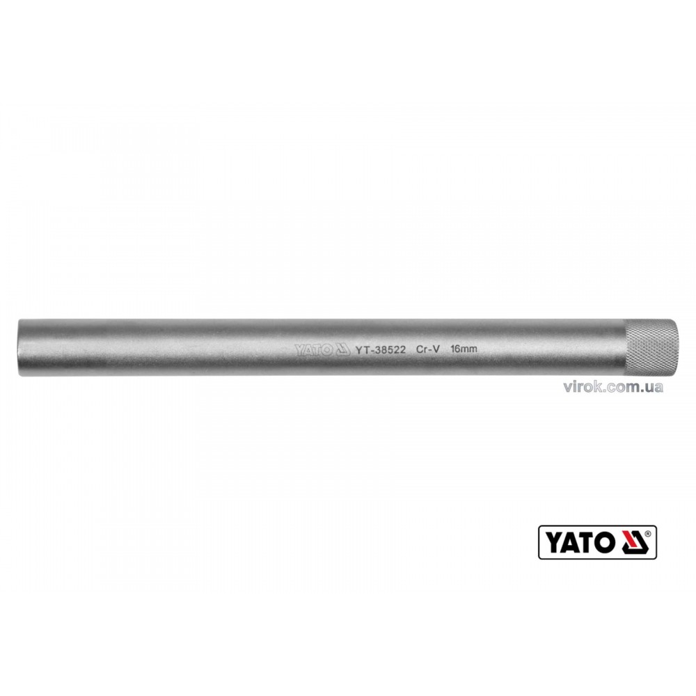 Головка торцева дванадцятигранна до свічок двигунів YATO 3/8" M16 x 250 мм Cr-V - фото 1 Головка торцева дванадцятигранна до свічок двигунів YATO 3/8" M16 x 250 мм Cr-V - фото 1