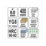 Свердло універсальне YATO 8 x 400 мм YG8 HRC 90-92 - фото 3