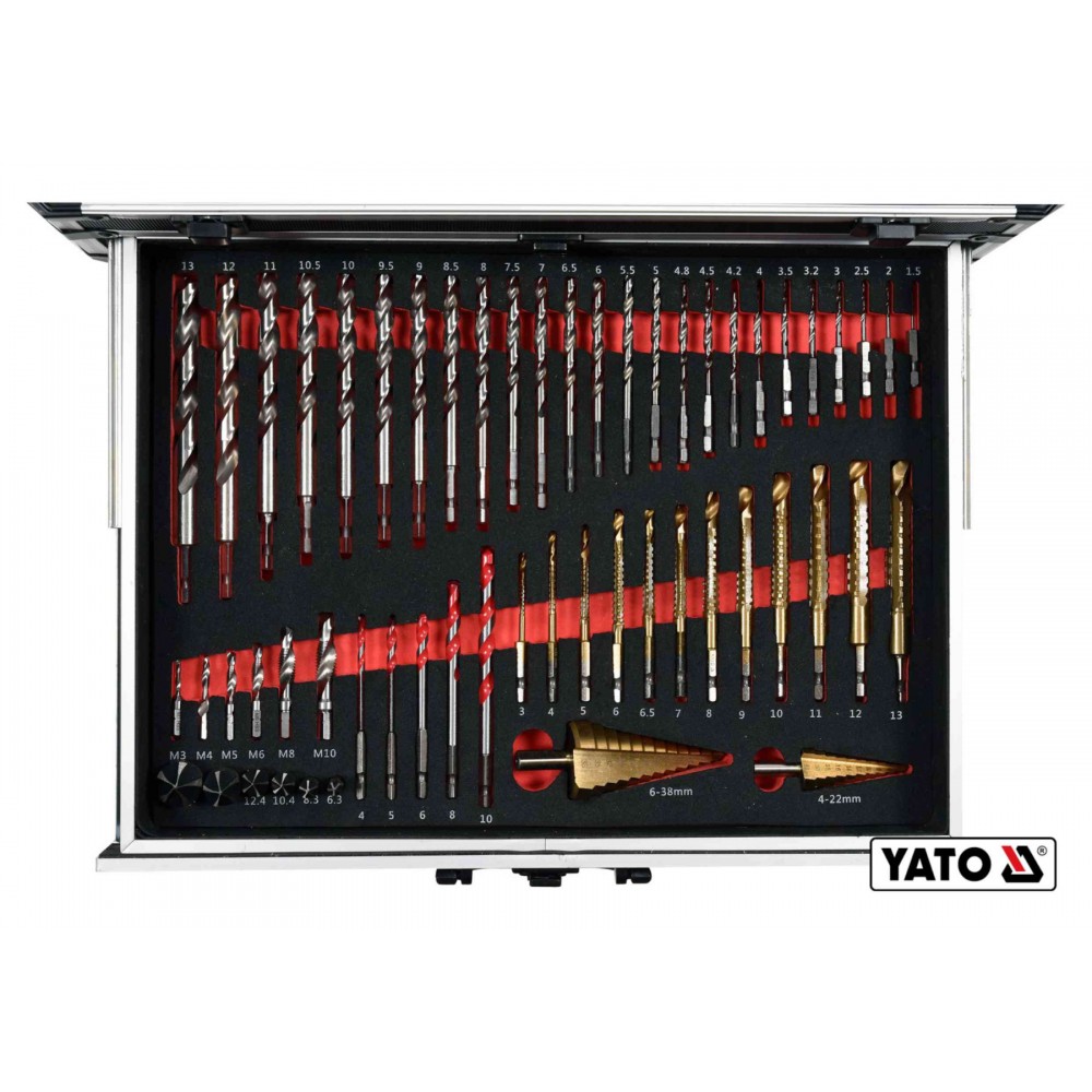 Дриль-шуруповерт ударний акумуляторний YATO 2 x Li-Ion 18 В + свердла + фрези + викруткові насадки + кейс - фото 3 Дриль-шуруповерт ударний акумуляторний YATO 2 x Li-Ion 18 В + свердла + фрези + викруткові насадки + кейс - фото 3