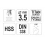 Свердло по металу титанове YATO 3.5 x 70/39 мм HSS-TIN - фото 3