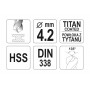 Свердло по металу титанове YATO 4.2 x 75/43 мм HSS-TIN - фото 3