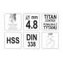 Свердло по металу титанове YATO 4.8 x 86/52 мм HSS-TIN - фото 3