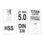 Свердло по металу титанове YATO 5 x 86/52 мм HSS-TIN - фото 3