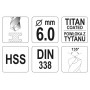 Свердло по металу титанове YATO 6 x 93/57 мм HSS-ТІN - фото 3