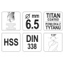 Свердло по металу титанове YATO 6.5 x 101/63 мм HSS-ТІN - фото 3