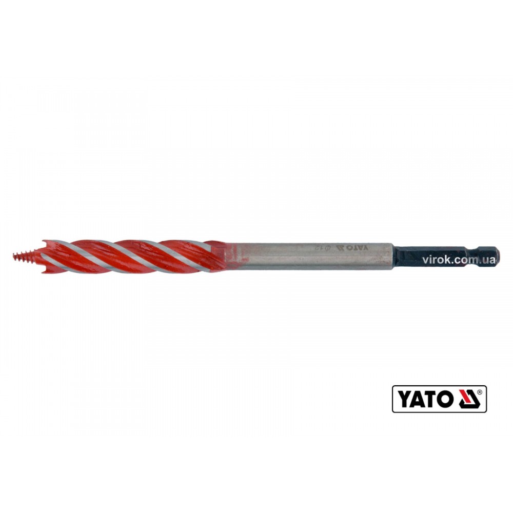 Свердло по дереву YATO 12 x 165 мм HEX- 1/4" HRC 40-45 з 4 пругами - фото 1 Свердло по дереву YATO 12 x 165 мм HEX- 1/4" HRC 40-45 з 4 пругами - фото 1