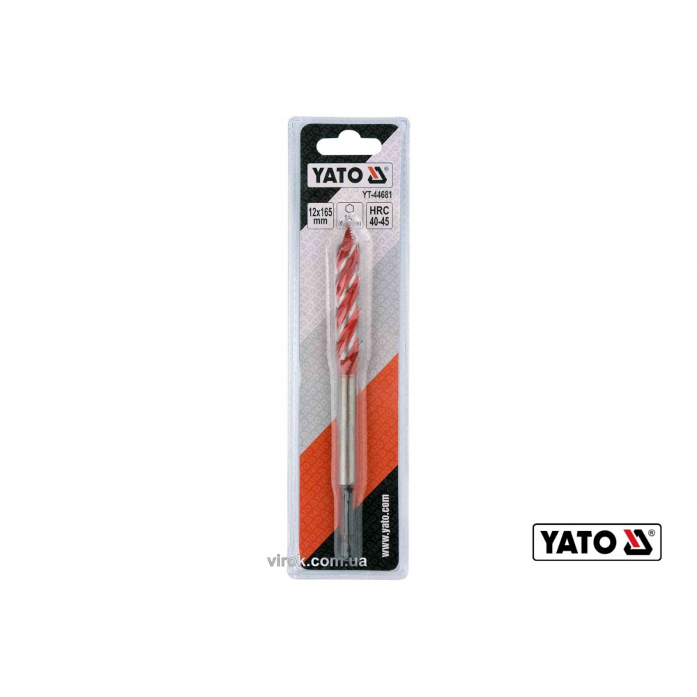 Свердло по дереву YATO 12 x 165 мм HEX- 1/4" HRC 40-45 з 4 пругами - фото 2 Свердло по дереву YATO 12 x 165 мм HEX- 1/4" HRC 40-45 з 4 пругами - фото 2