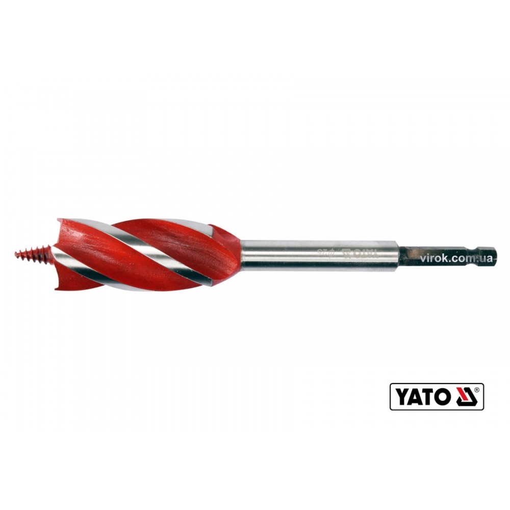 Свердло по дереву YATO 25 x 165 мм HEX- 1/4" HRC 40-45 з 4 пругами - фото 1 Свердло по дереву YATO 25 x 165 мм HEX- 1/4" HRC 40-45 з 4 пругами - фото 1