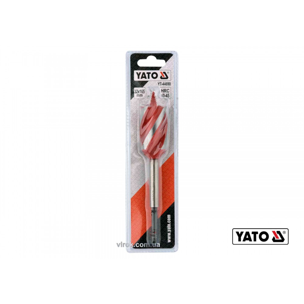 Свердло по дереву YATO 32 x 165 мм HEX- 1/4" HRC 40-45 з 4 пругами - фото 2 Свердло по дереву YATO 32 x 165 мм HEX- 1/4" HRC 40-45 з 4 пругами - фото 2