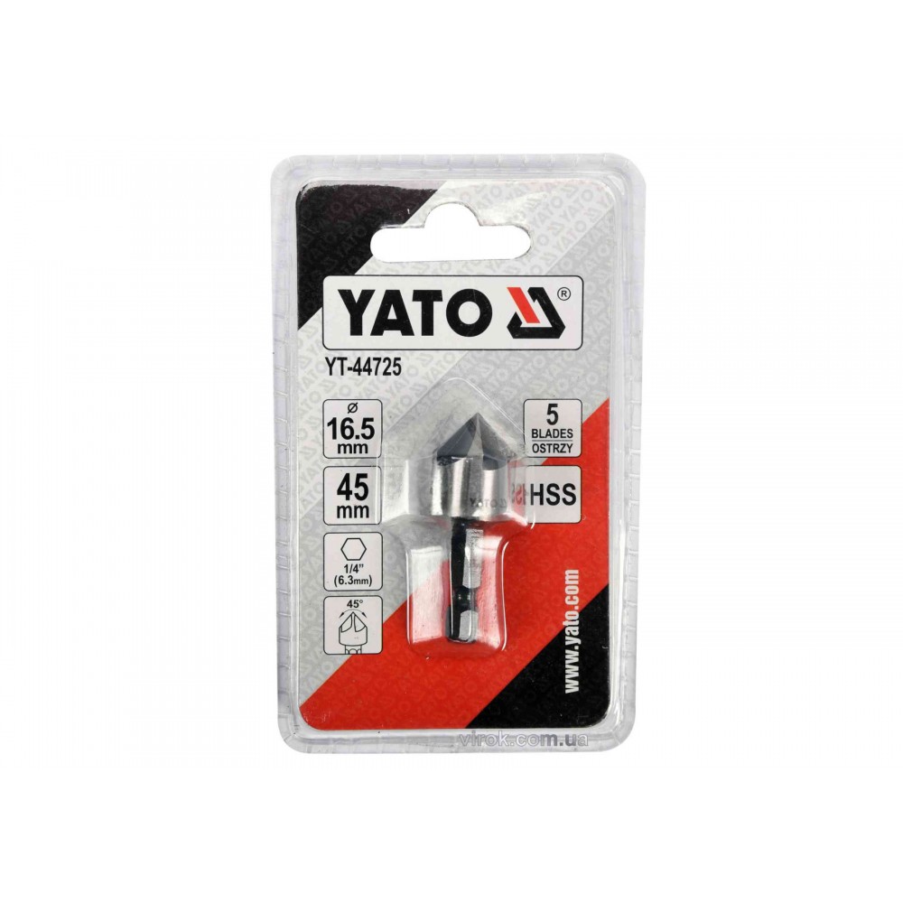 Зенківка конічна по металу YATO HEX- 1/4" 16.5 x 45 мм HSS - фото 2 Зенківка конічна по металу YATO HEX- 1/4" 16.5 x 45 мм HSS - фото 2