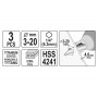 Свердла по металу конусні титанові YATO HEX-1/4" HSS 4241 3-12 мм, 4-12 мм, 4-20 мм 3 шт - фото 4