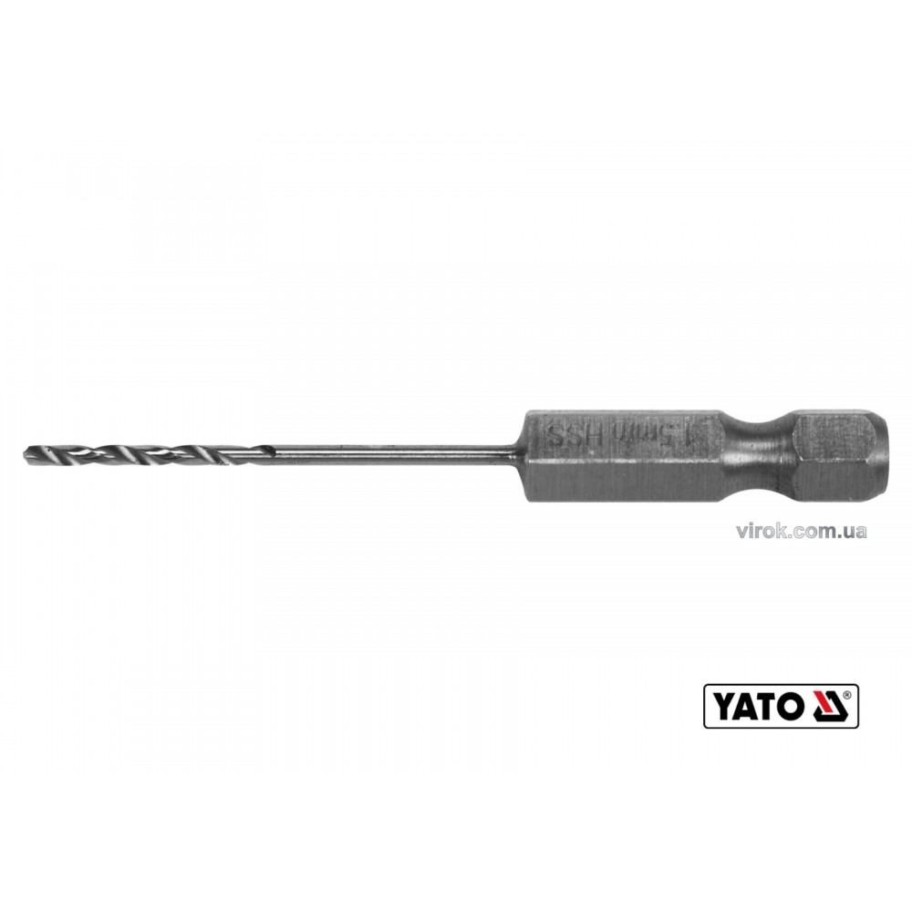 Свердло по металу YATO 1.5 x 57/26 мм HEX-1/4" HSS 6542 для нержавіючої конструктивної легованої сталі - фото 1 Свердло по металу YATO 1.5 x 57/26 мм HEX-1/4" HSS 6542 для нержавіючої конструктивної легованої сталі - фото 1