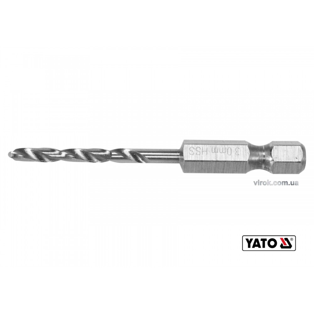 Свердло по металу YATO 3 x 61/31 мм HEX-1/4" HSS 6542 для нержавіючої конструктивної легованої сталі - фото 1 Свердло по металу YATO 3 x 61/31 мм HEX-1/4" HSS 6542 для нержавіючої конструктивної легованої сталі - фото 1