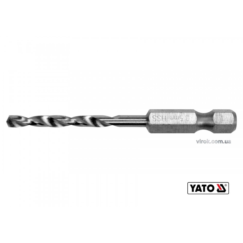 Свердло по металу YATO 3.5 x 70/38 мм HEX-1/4" HSS 6542 для нержавіючої конструктивної легованої сталі - фото 1 Свердло по металу YATO 3.5 x 70/38 мм HEX-1/4" HSS 6542 для нержавіючої конструктивної легованої сталі - фото 1