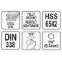 Свердло по металу YATO 5 x 86/52 мм HEX-1/4" HSS 6542 для нержавіючої конструктивної легованої сталі - фото 4