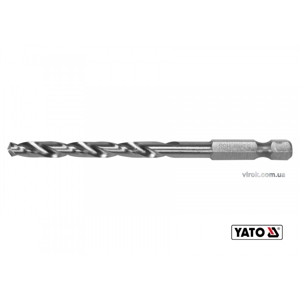 Свердло по металу YATO 5.5 x 93/57 мм HEX-1/4" HSS 6542 для нержавіючої конструктивної легованої сталі - фото 1 Свердло по металу YATO 5.5 x 93/57 мм HEX-1/4" HSS 6542 для нержавіючої конструктивної легованої сталі - фото 1
