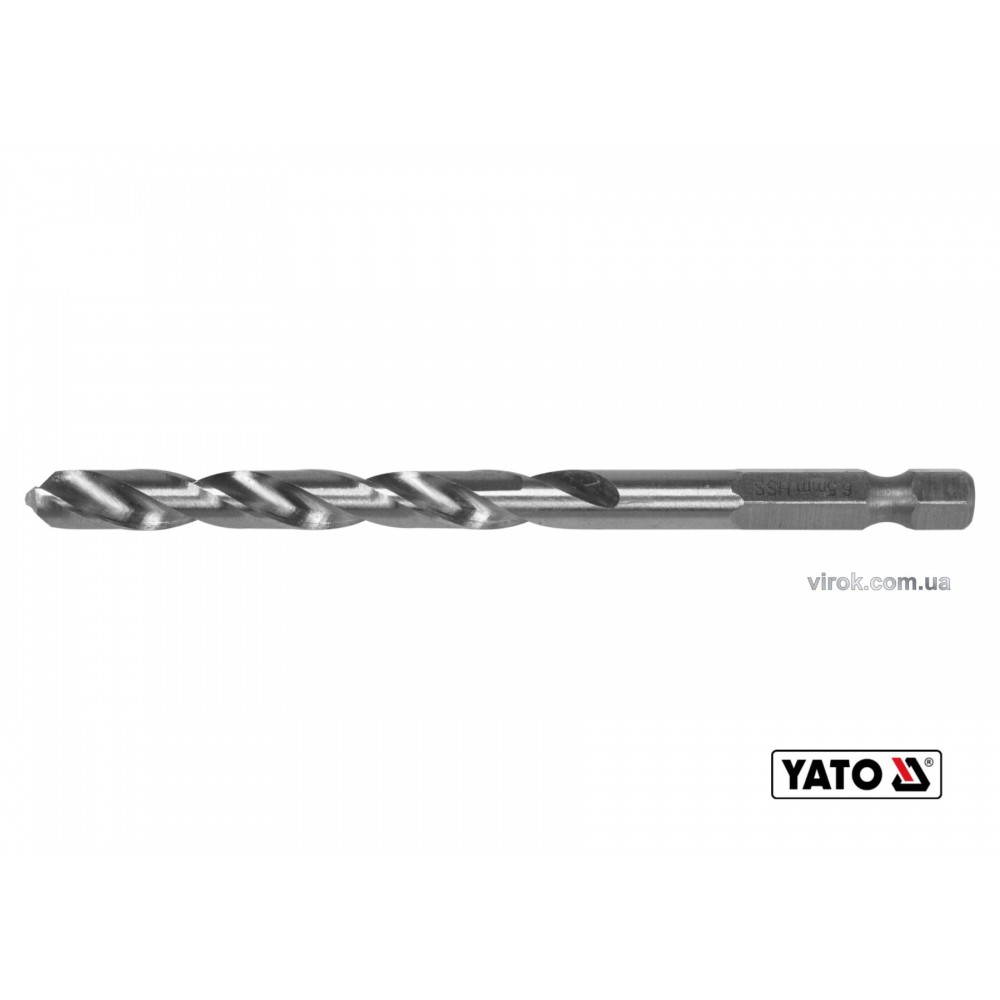 Свердло по металу YATO 6.5 x 101/63 мм HEX-1/4" HSS 6542 для нержавіючої конструктивної легованої сталі - фото 1 Свердло по металу YATO 6.5 x 101/63 мм HEX-1/4" HSS 6542 для нержавіючої конструктивної легованої сталі - фото 1