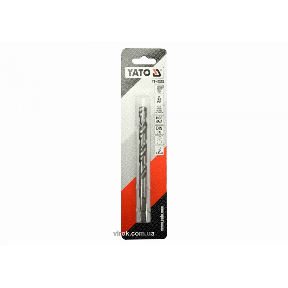 Свердло по металу YATO 9 x 125/81 мм HEX-1/4" HSS 6542 для нержавіючої конструктивної легованої сталі - фото 2 Свердло по металу YATO 9 x 125/81 мм HEX-1/4" HSS 6542 для нержавіючої конструктивної легованої сталі - фото 2