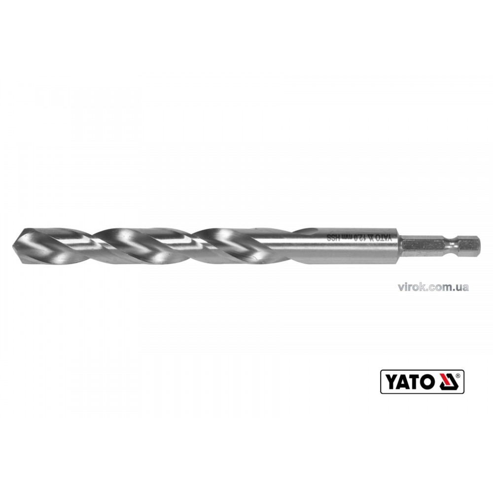 Свердло по металу YATO 12 x 151/101 мм HEX-1/4" HSS 6542 для нержавіючої конструктивної легованої сталі - фото 1 Свердло по металу YATO 12 x 151/101 мм HEX-1/4" HSS 6542 для нержавіючої конструктивної легованої сталі - фото 1