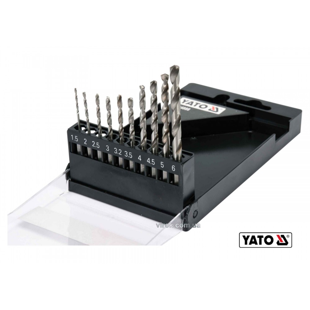 Набір свердл по металу YATO 1.5-6 мм HEX-1/4" HSS 6542 для нержавіючої конструктивної легованої сталі 10 шт - фото 1 Набір свердл по металу YATO 1.5-6 мм HEX-1/4" HSS 6542 для нержавіючої конструктивної легованої сталі 10 шт - фото 1