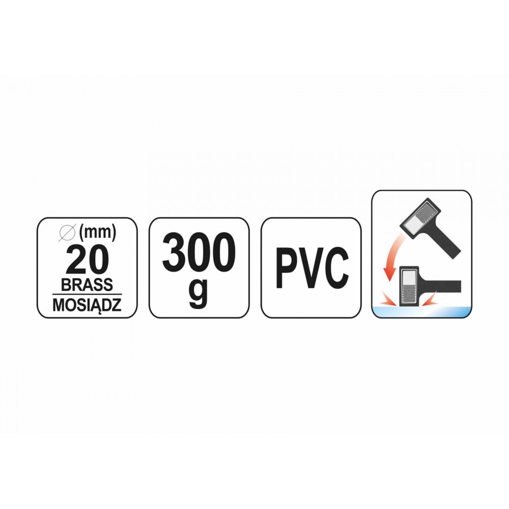 Молоток безінерційний з латунним бойком YATO 20 мм 220 мм 300 г - фото 3 Молоток безінерційний з латунним бойком YATO 20 мм 220 мм 300 г - фото 3