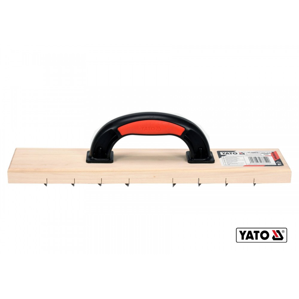 Терка для зняття штукатурки дерев'яна з дрібними зубцями YATO 405 х 84 мм пластикова ручка - фото 1 Терка для зняття штукатурки дерев'яна з дрібними зубцями YATO 405 х 84 мм пластикова ручка - фото 1