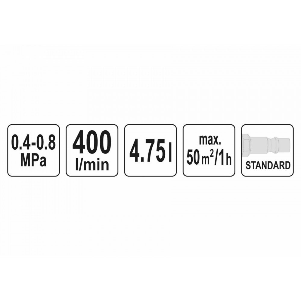 Ковш пневматичний для штукатурки стін YATO 4.5 л 4-8 бар 400 л/хв 50 м²/год - фото 3 Ковш пневматичний для штукатурки стін YATO 4.5 л 4-8 бар 400 л/хв 50 м²/год - фото 3