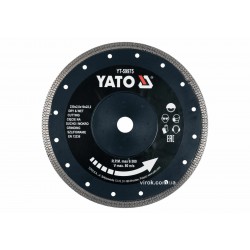 Диск відрізний алмазний по гресу, склу, кераміці для мокрої та сухої різки YATO 230 x 2 x 10 x 22.2 мм