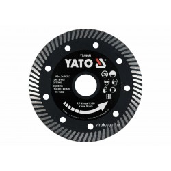 Диск відрізний алмазний по гресу і кераміці для мокрої та сухої різки "TURBO" YATO 115 x 1.3 x 10 x 22.2 мм