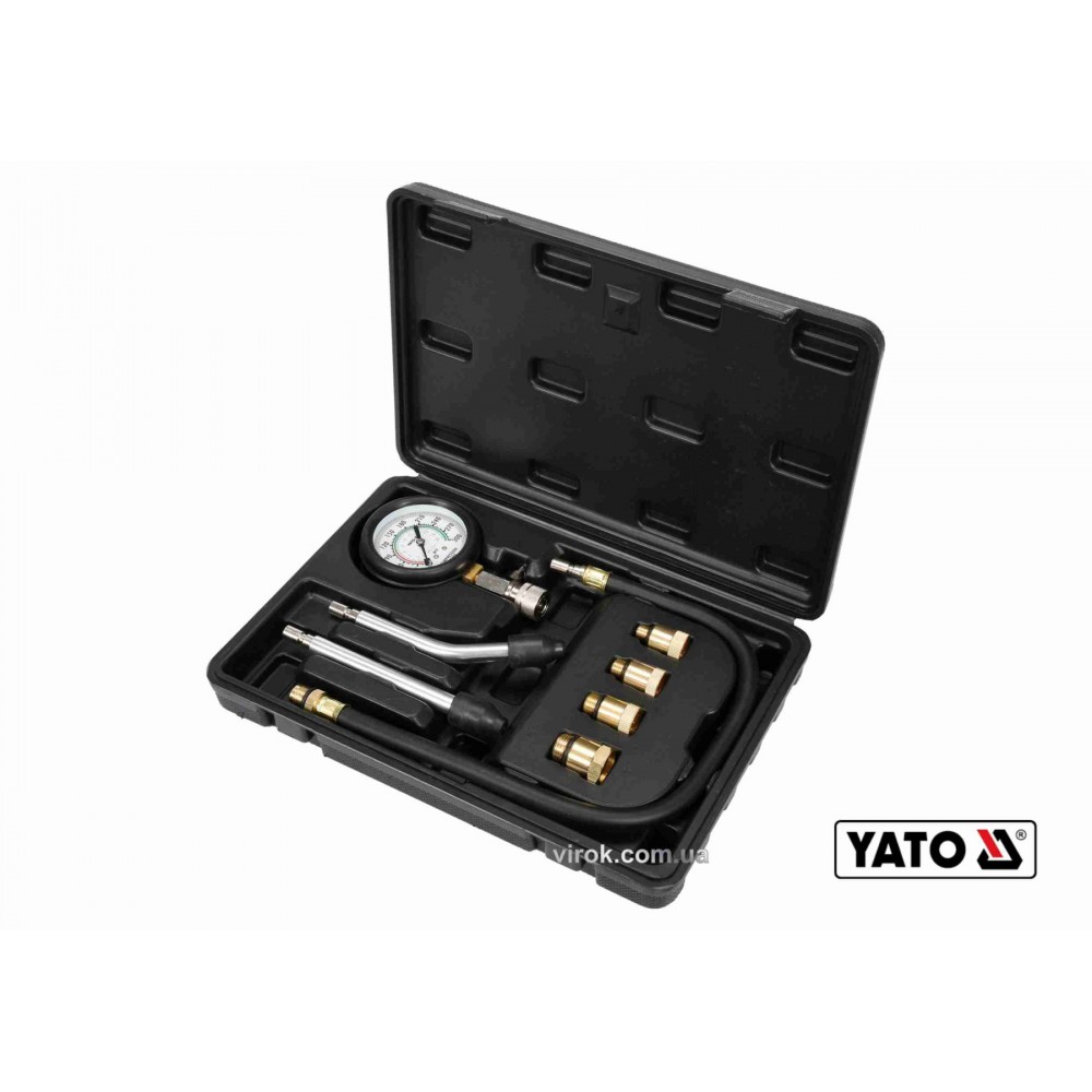 Компресометр для бензинових двигунів YATO 0-2 МПа 8 шт + кейс - фото 1 Компресометр для бензинових двигунів YATO 0-2 МПа 8 шт + кейс - фото 1