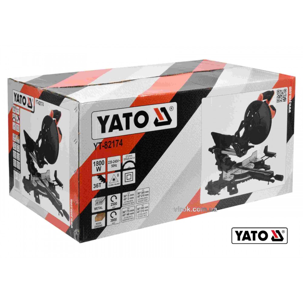 Пила торцьовальна по дереву і металу з лазером і протяжкою YATO 1.8 кВт диск 255 x 25.4 мм - фото 6 Пила торцьовальна по дереву і металу з лазером і протяжкою YATO 1.8 кВт диск 255 x 25.4 мм - фото 6