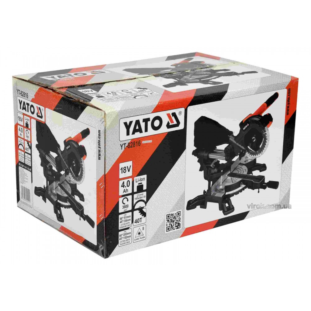 Пила торцьовальна по дереву акумуляторна YATO Li-Ion 18 В 4 Агод диск 185 мм - фото 6 Пила торцьовальна по дереву акумуляторна YATO Li-Ion 18 В 4 Агод диск 185 мм - фото 6