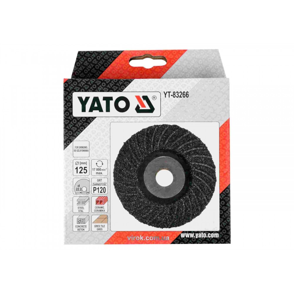 Диск шліфувальний по дереву, металу, каменю YATO 125 x 22.2 мм Р120 - фото 1 Диск шліфувальний по дереву, металу, каменю YATO 125 x 22.2 мм Р120 - фото 1