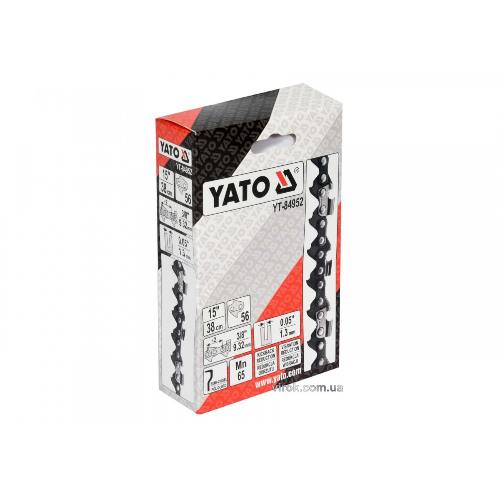 Ланцюг YATO l= 15"/ 38 см (56 ланок) для ланцюгових пил з направляючою шиною YT-849321 - фото 1 Ланцюг YATO l= 15"/ 38 см (56 ланок) для ланцюгових пил з направляючою шиною YT-849321 - фото 1
