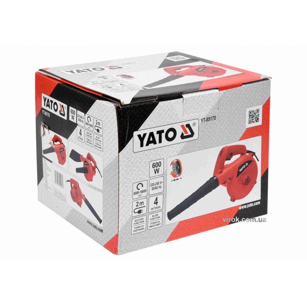 Порохотяг мережевий YATO 600 Вт 4 м³/хв + 2 насадки - фото 2 Порохотяг мережевий YATO 600 Вт 4 м³/хв + 2 насадки - фото 2