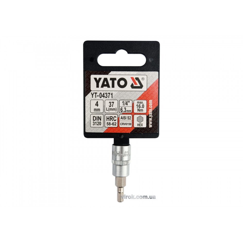 Головка торцева з насадкою викрутковою HEX YATO 1/4" H4 х 37 мм - фото 1 Головка торцева з насадкою викрутковою HEX YATO 1/4" H4 х 37 мм - фото 1