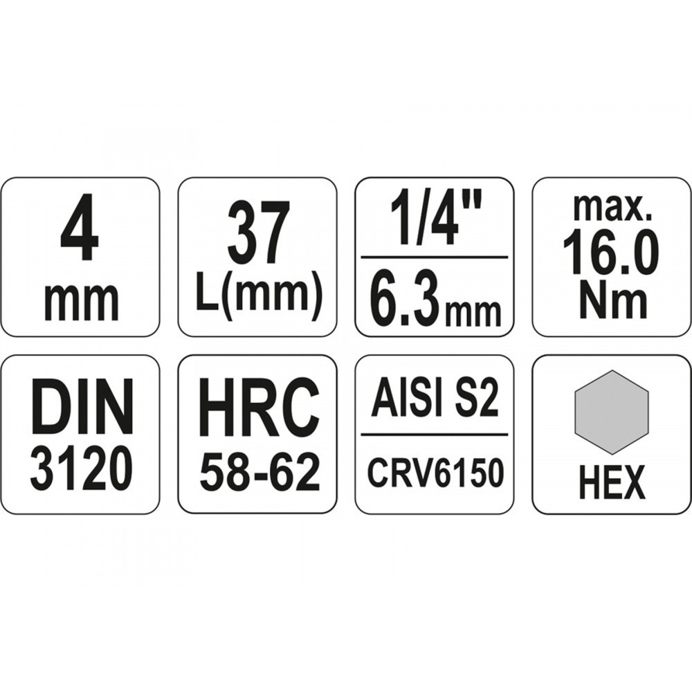 Головка торцева з насадкою викрутковою HEX YATO 1/4" H4 х 37 мм - фото 2 Головка торцева з насадкою викрутковою HEX YATO 1/4" H4 х 37 мм - фото 2
