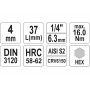 Головка торцева з насадкою викрутковою HEX YATO 1/4" H4 х 37 мм - фото 3 Головка торцева з насадкою викрутковою HEX YATO 1/4" H4 х 37 мм - фото 3