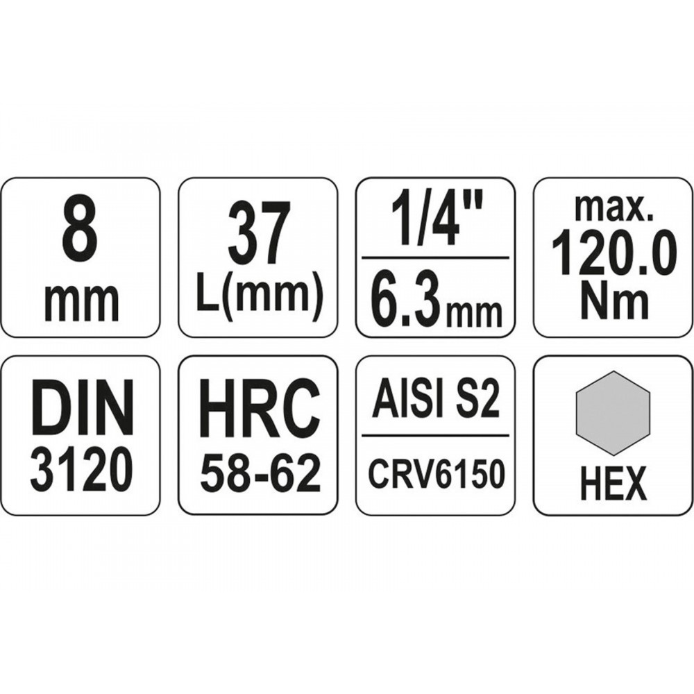Головка торцева з насадкою викрутковою HEX YATO 1/4" H8 x 37 мм - фото 2 Головка торцева з насадкою викрутковою HEX YATO 1/4" H8 x 37 мм - фото 2